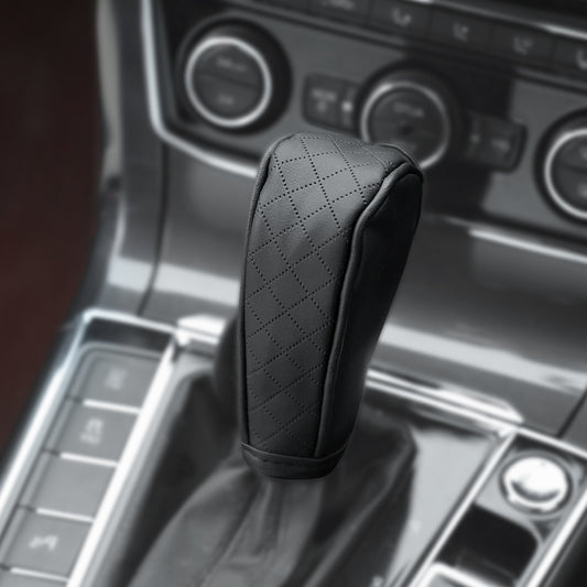 Gear Shift Knob Cover PU Leather Car Stick Shift Knob Cover Gear Shift Cover Diamond Embroidery Design Gear Shifter Cover Dust Cover Waterproof Protector Universal Vehicle Interior Accessories