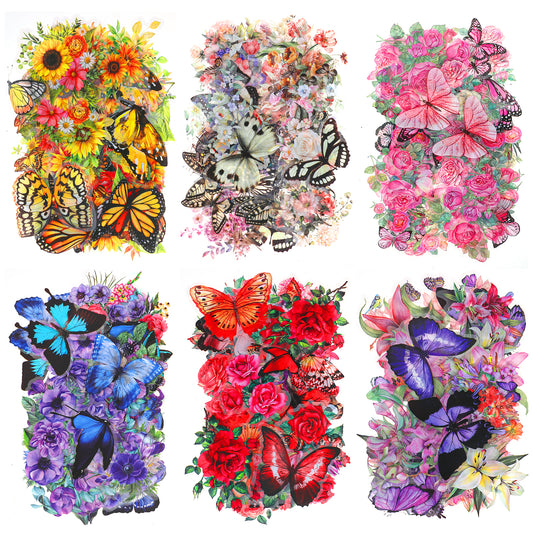 300pcs Pressed Butterfly and Flower Stickers for Resin,Transparent Floral Butterflies Resin Decals Decorative for Nature Scrapbook Aesthetic Journaling Stickers for Card Making Journal Planner
