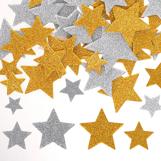 300PCS Glitter Foam Stickers Gold Silver Foam Star Stickers Self Adhesive Glitter Foam Sticker Glitter Stars Stickers for Scrapbooks, Crafts and Cards Kid Handicrafts and Home Decorations