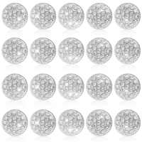 20PCS Rhinestone Buttons for Clothing, Sparkle Embellishments Sew on Clothing Buttons, Bulk Silver Rhinestone Button for DIY Jewelry Making, Wedding Decoration Bridal Bouquet, 15mm