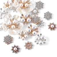 20PCS Pearl Flower Buttons, Vintage Pearl Embellishments Faux Pearl Flower Brooch Rhinestone Pearl Buttons Wedding Jewelry Brooch Charms for Women Jewelry Making DIY Clothes Craft Bag Shoes Decoration