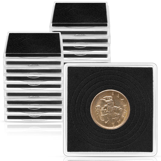 20 PCS Coin Case, Adjustable Acrylic Coin Collection Cases with Sponges Coin Capsules, Coin Snap Holder Coin Protectors for All Coins, Clear Coin Boxes for Collectors Silver Dollar Collection Supplies