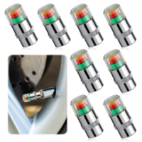 8 PCS Tire Pressure Caps, Tire Pressure Monitoring Caps 2.4Bar 36PSI Air Cap for Tires with 3 Color Eye Alert Sensor Indicator for Cars, Trucks, Motorcycles, Bicycles