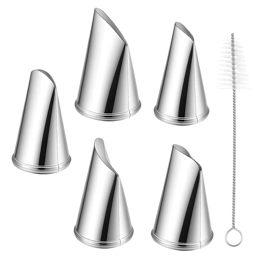 6PCS Flower Piping Tips Cake Decorating Tips Stainless Steel Piping Tip Flower Pipings Icing Nozzle Cupcake Decorating Kit Cake Decoratings Tools for Pastry Fondant DIY Baking Tools with Cleaning Brus