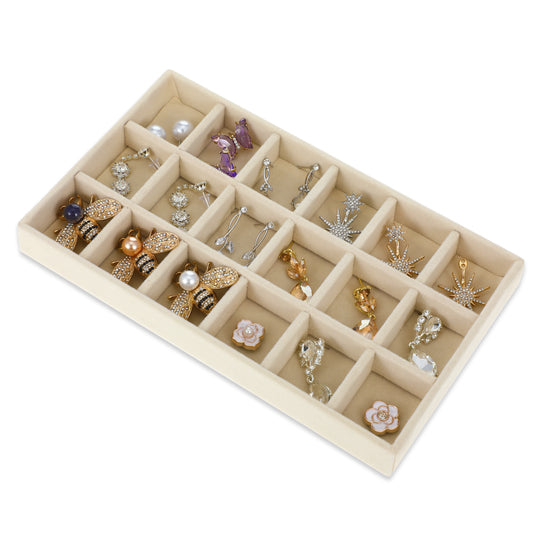 Psyqtsuary Stackable Jewelry Organizer, Jewelry Tray Stackable Earrings Tray Jewelry Drawer Inserts Container for Earring Necklace Rings Bracelet Watch with Removable Dividers