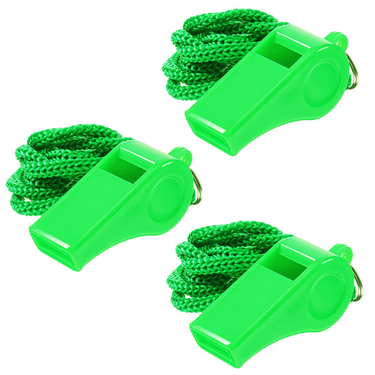 Ezymivs 3 Pcs Green Plastic Whistle, Loud Crisp Sound Whistle with Lanyard Emergency Whistles Ideal for Outdoor Enthusiasts, and Family Emergencies