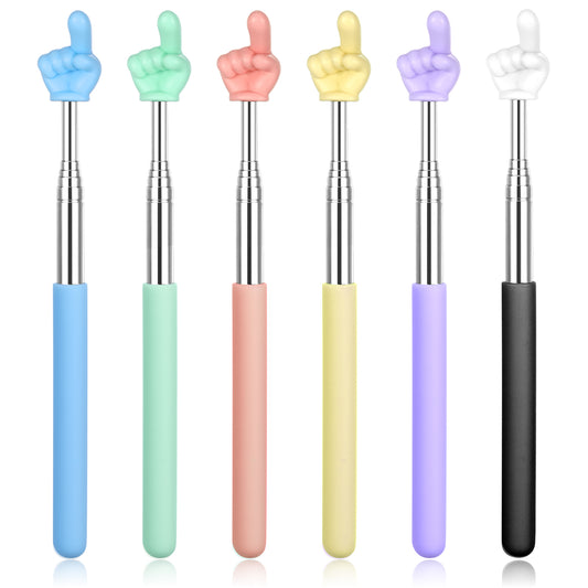 Bruislard 6PCS Pointer Finger Stick For Classroom, Telescopic Teachers Pointer Multipurpose Mini Retractable Hand Pointers Stick for Elementary School, Kindergarten Classroom Presentations Reading