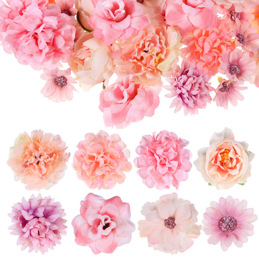 FdcLixuvol Fake Flowers Heads Artificial Flowers Heads Silk Mini Flower for Crafts Pink Flower Mix Silk Floweres Head Bulk Silks Faux Floweres for Crafts Cake Blossom DIY Party Decoration (45, Pink)