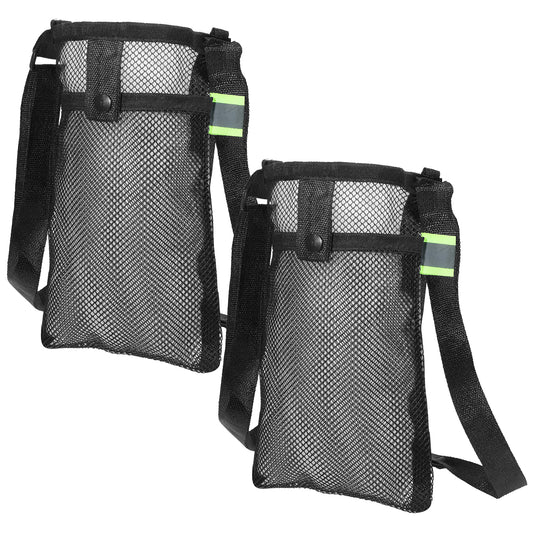 2 PCS Mesh Water Bottle Holder with Strap and Pocket, Convenient Crossbody Water Bottle Sling Bag Adjustable Shoulder Strap Waterbottle Carrier Nylon Light Waters Bottles Bag for Walking Sports Hiking