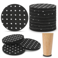 12Pcs Furniture Felt Pads for Hardwood Floors, 2 inch x 2 inch Self Adhesive Round Furniture Leg Pads Anti Scratch Floor Protectors for Hardwood Floors (Black)
