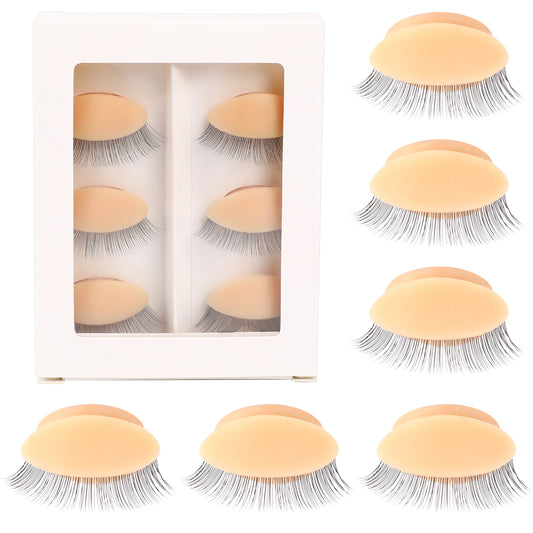 3 Pairs Multifunction Replaced Eyelids Makeup for Training Head Eyelash Replacement Eyelids Removable Realistic Eyelids Eyelash Training