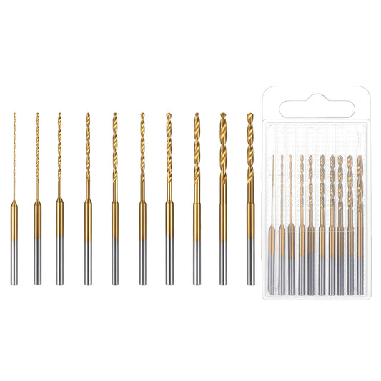 10Pack Mini Twist Drill Bit Set, 0.6mm-2.2mm Fully Ground Micro Drill Bits Shank Titanium Coated Tiny Drills Bit Hole Drilling Tool, High Speed Steel Jewelry Drills Bits for DIY Wood Bead, Hss 2.35mm