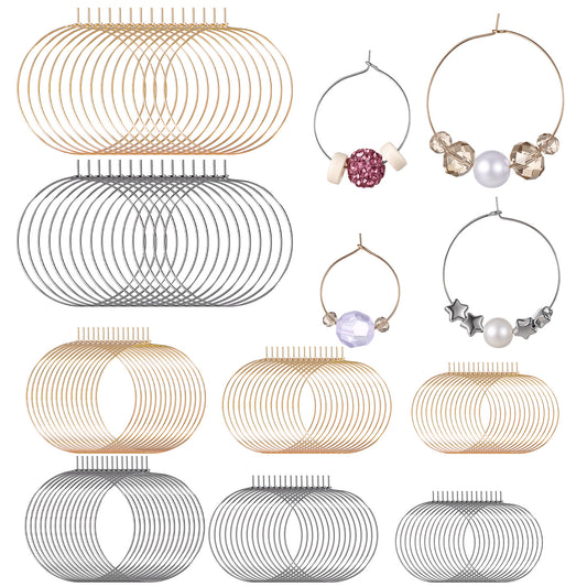 120pcs Earring Beading Hoops, 4 Sizes 2 Color Round Hoop Earring Findings for Jewelry Making, Open Earring Wire Ring Accessories for DIY Jewelry Crafts for Women