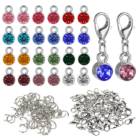InnoHHustle 60 Pcs Crystal Birthstone Charms DIY Charms for Jewelry Making Handmade Round Crystal Charm for Earring Making Supplies DIY Necklace Earring Bracelet Jewelry Making Handmade Craft