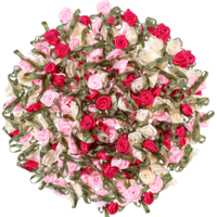 150pcs Tiny Flowers For Crafts Multicolor Mini Roses Satin Roses With Green Leaves 15mm Artificial Fabric Flower Ornament Applique Small Satin Rose For Wedding Bride Shower Sewing Diy Wreath Decor