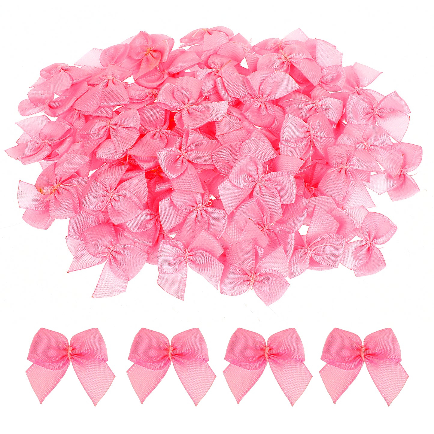 Small Bows for Crafts, 100 Pcs 1 Inch Rose Red Mini Ribbon Bows Tiny Premade Satin Craft Bows for DIY Sewing Crafts Gift Wrapping Basket Wedding Birthday Christmas Party Scrapbooking Decorations