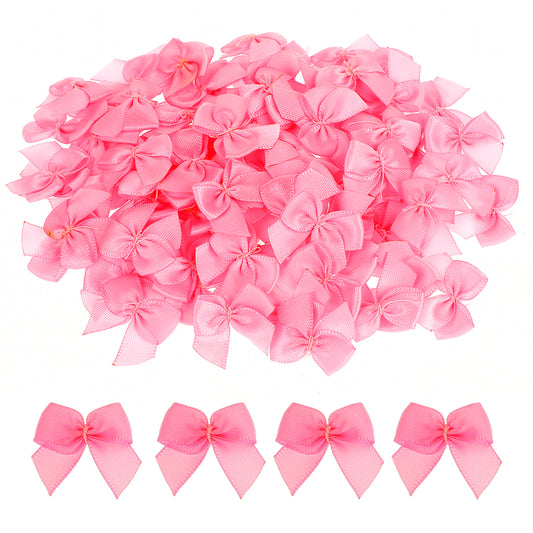 Small Bows for Crafts, 100 Pcs 1 Inch Rose Red Mini Ribbon Bows Tiny Premade Satin Craft Bows for DIY Sewing Crafts Gift Wrapping Basket Wedding Birthday Christmas Party Scrapbooking Decorations