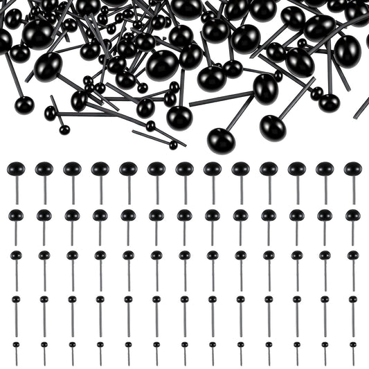 100 Pcs Black Glass Eyes Kits, 2/3/4/5/6mm Mini Needle Felting Eyes, Tiny Glass Eye Assortment for Crafts, Safety Eye for Crochet Animals Bears Dolls Puppets, Sewing Supplies Needle Felting Tools