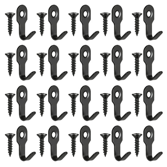 Bruislard 20Pcs Wall Hooks for Bathroom Small J Hook Black