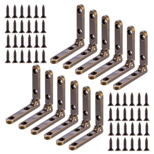 12 Pcs Bronze Hinges, 90 Degree Mini Hinge Jewelry Box Hinges Small Hinge for Wooden Box Cabinet Hardware with Screws