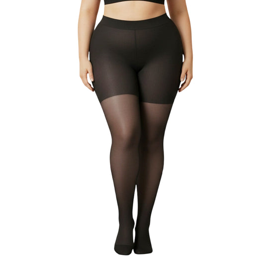 Ezymivs Plus Size Sheer Tights for Women, 40D Elastic Control Top Pantyhose Sheer Black Tights for Women Dresses