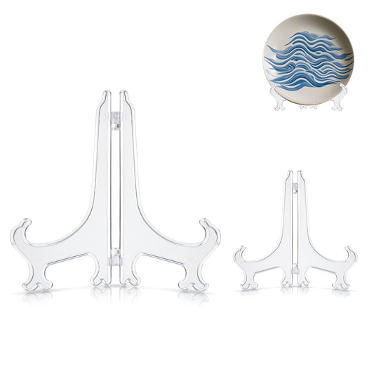 QfwdfcTrenz 2 Pcs Plate Stand, 3/6 Inch Clear Easel Stand Plate Display Holder for Display Photo Picture Frame Book or Other Items on Weddings, Birthdays, Home Decoration, Tables