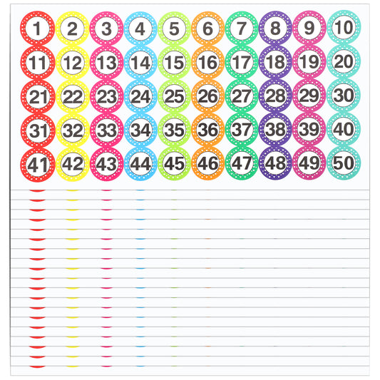 1000 Pcs 1-50 Number Stickers 20 Sheets Dot Consecutive Number Labels Waterproof/Oil-Resistant Self Adhesive Numbered Stickers for Organizing Sorting