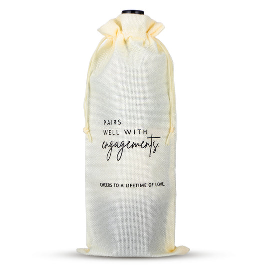 QfwdfcTrenz Engagement Wine Bottle Gift Bags Engaged Gifts for Him Her Couples Engagement Wine Bag Drawstring Bag Pairs Well with Engagements Gifts for to Be Engaged Couple Gift