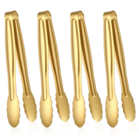 Gold Tongs for Serving Food 4 PCS Gold Small Stainless Party Dessert Tongs Buffet Supplies Tong for Salad Ice Sugar Cube Salad Appetizers