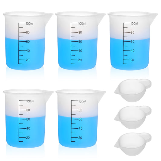 8 PCS Silicone Measuring Cups, Mini Mixing Bowls Dispenser, 100ml Resin Non-Stick Mixing Cup Measuring Cups Tool with Precise Scale for Resin DIY Craft Accessories
