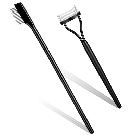 2 PCS Eyelash Separator Tool, Lash Comb Eyelash Separator, Eyelash Brush Separator Metal Eyelash Comb, Eye Lash Comb with Comb Cover Eyelashes Mascara Comb Applicator Eye Makeup Brush Tools
