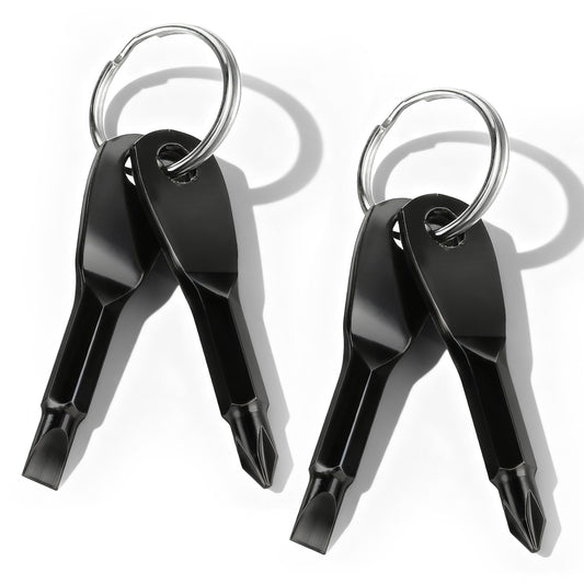 2 Pcs 4-in-1 Keychain Screwdriver Set, Multi-Functional Cool Gadgets Tools with Cross Recess and Slotted, Screwdriver Keychain Pocket Repair Tool, Small Gift for Men Husband Dad Boyfriend