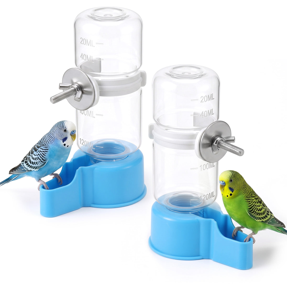 Psiriol 2 Pcs Bird Water Dispenser for Cage, Auto Bird Waterer 4.73 Fl Oz