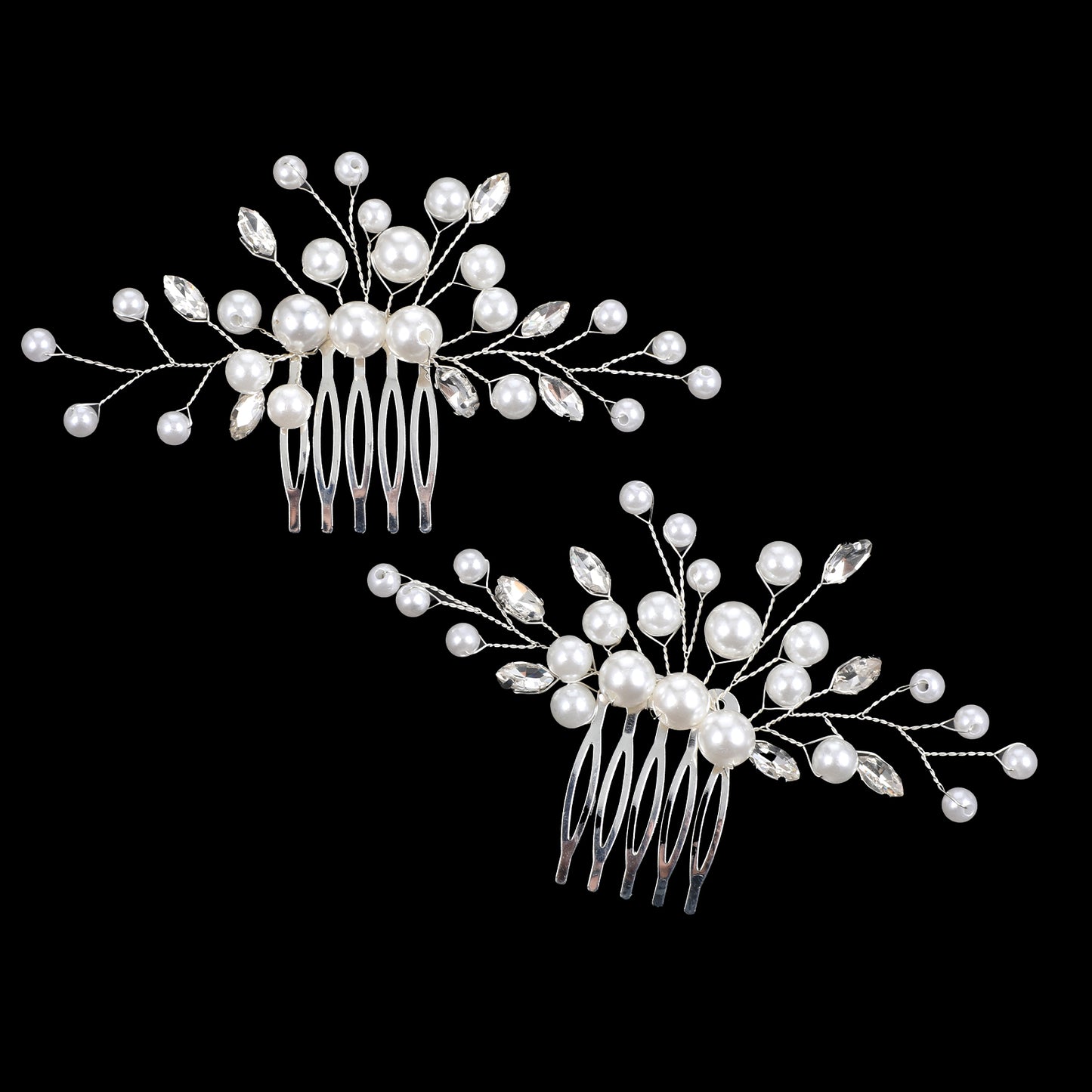 2 Pcs Pearl Wedding Hair Comb, Bridal Pearl Hairs Combs