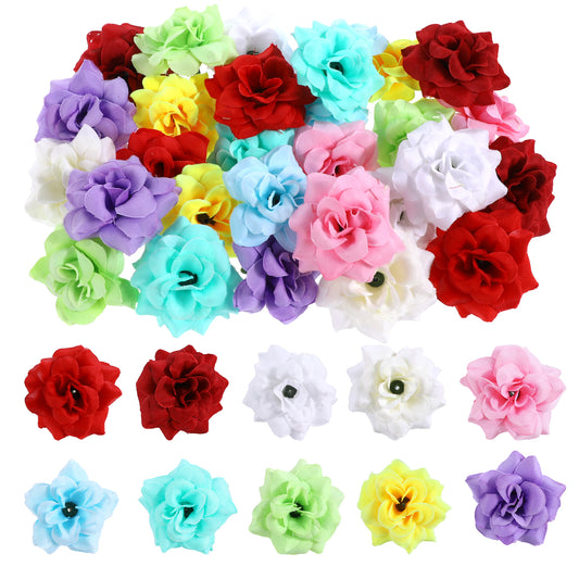30 PCS Flowers Roses Artificial Flowers, Faux Flower Heads, Decorative Faux Flowers DIY Rose Mini Small Flower Head for Home Party Scrapbooking Accessories Halloween Cake Vase Wreath Craft Decor,Etc