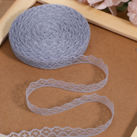 30 Yards Grey Lace Ribbon Roll 0.6 Inch Wide Flower Fabric Lace Trim Roll Sewing Crafts Trim Ribbon for Wedding Decoration, Bouquet, and Gift Packaging