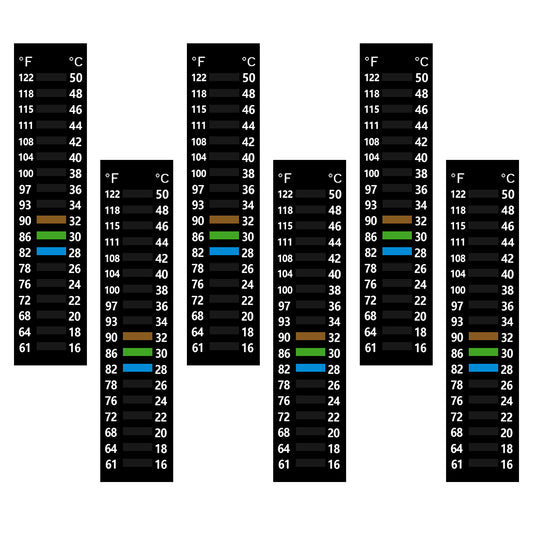 6PCS Aquarium Thermometer Strip Fish Tank Thermometer Sticker, Easy-to-Read Adhesive Temperature Strips 61-122℉(16-50°C) Terrarium Water Temperature Test for Fish Tank Aquarium(3.54" x 0.79")