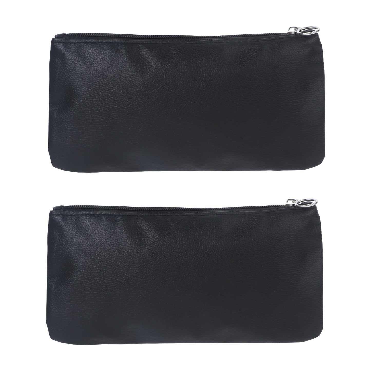 Soft Faux Leather Cosmetic Bag, 2Pcs Black Small Makeup Bag for Purse Portable Travel Makeup Bag Leather Cosmetic Handbags with Zipper Black Small Cosmetic Organizer for Women Girls Lipsticks Brushes