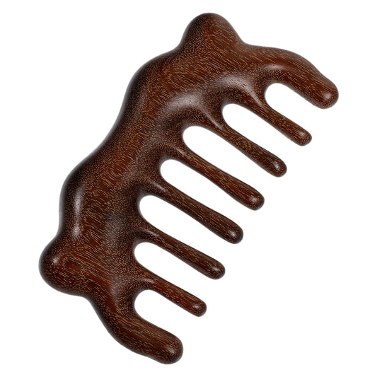 Wooden Scalp Massager Comb, Handmade Curly Hair Brush Small Wide Tooth Comb Head Wooden Large Tooth Gua Sha Comb Natural Green Sandalwood Hair Massager Scalp Brush for Women Men Hair Growth