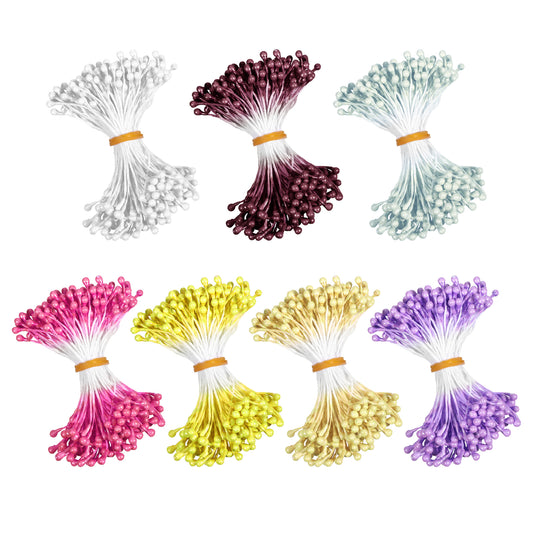 Jxiwfvl 1050Pcs Flower Stamens for Crafts Stamens for Flower Making Artificial Floral Stamen for Flowers Assorted 7 Color Double Heads Floral Design Stamen Supplies DIY Home Wedding Decoration