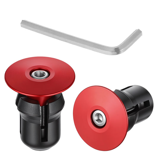 Handlebar End Caps Bar End Plugs Caps, Aluminum Adjustable Bike Bar Ends Red Road Bicycle Grip Bike Handlebars Plug Handlebar Plugs with Hexagonal Wrench