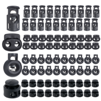 80Pcs Plastic Spring Cord Locks for Drawstring Plastic Cord Locks Plastic Spring Stopper Paracord Toggle Stopper Clasp Single Double Hole Spring Stop Toggle Stoppers for Drawstrings Shoelaces, 4 Style