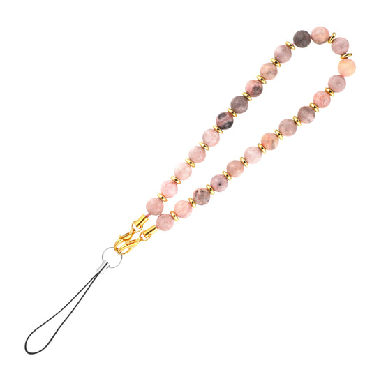 Trinkrittey Beaded Bracelet Strap, Beaded Phone Wrist Strap with Keychain and Tether Tab Phone Charm Anti-Lost Wrist Lanyard Chain