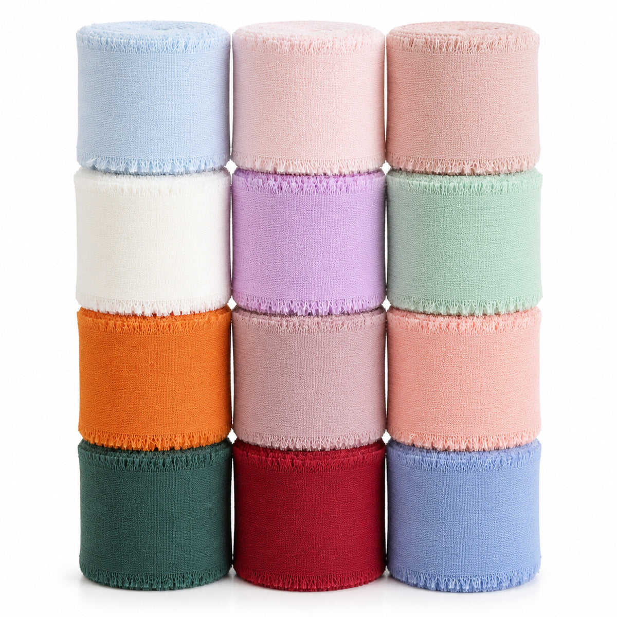 1" x 36 Yd Chiffon Ribbon, 12 Rolls Mixed Color Fabric Ribbon