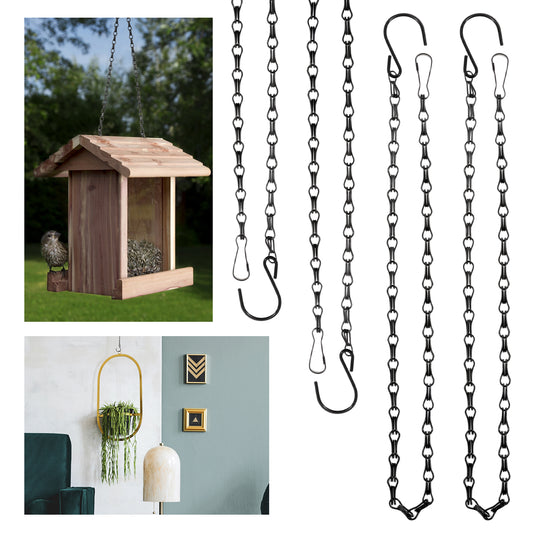 4 Pack Black Hanging Chain, Black Chain Hanging Basket Chains with Hooks Garden Plant Hangers for Hangings Bird Feeders, Billboards, Chalkboards, Basket, Planters, Lanterns, Wind Chimes and Decorative