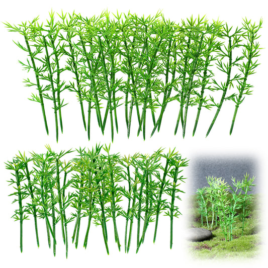 FdcLixuvol 40 PCS Model Miniature Bamboo Trees Plastic Green Bamboo Trees Artificial Model Bamboos Tree Miniature Bamboos Plant Decorations for Home Decoration, Miniatures Landscape, Landform Diorama