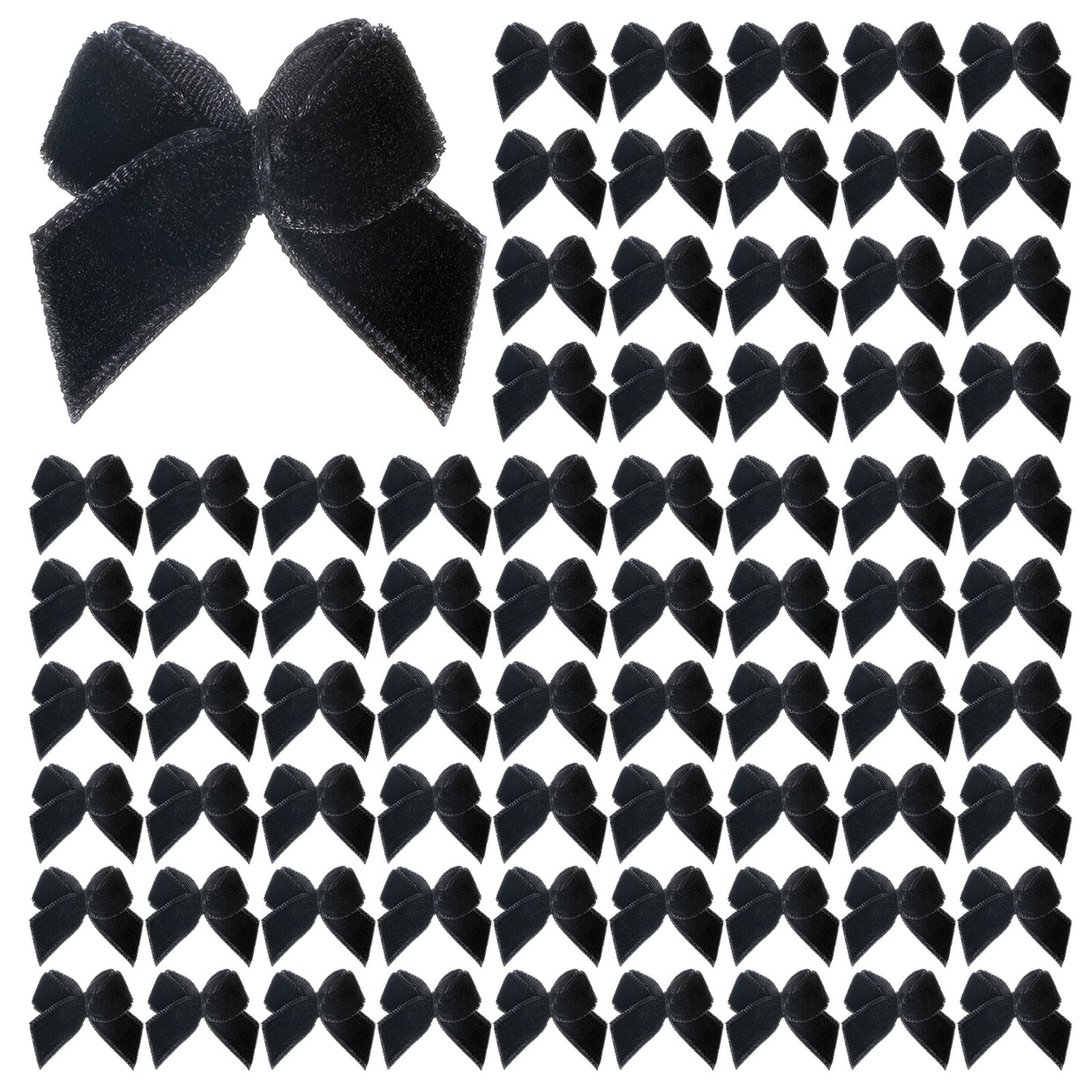 Psyqtsuary 120 Pcs Black Velvet Bows 1 Inch Tiny Mini Black Christmas Bows Cute Small Gift Bow Twist Tie Bow for Christmas Party DIY Craft Sewing Scrapbooking Wedding and Gift Wrapping