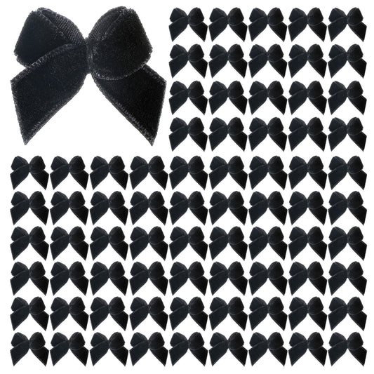 Psyqtsuary 120 Pcs Black Velvet Bows 1 Inch Tiny Mini Black Christmas Bows Cute Small Gift Bow Twist Tie Bow for Christmas Party DIY Craft Sewing Scrapbooking Wedding and Gift Wrapping