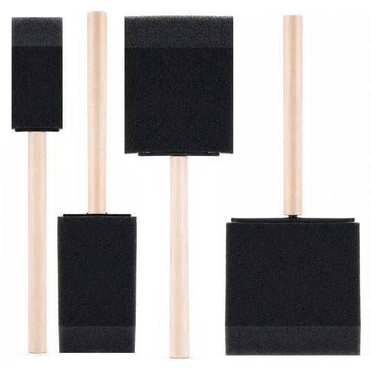 4 Pcs Foam Paint Brushes 4 Sizes Foam Sponge Brush for Painting Wood Handle Sponge Paint Brush Sponges Brushes with Wood Handles for Varnishes Staining DIY Crafting