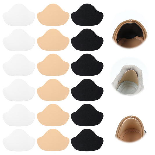 18pcs Shoe Patches for Holes Shoe Back Cushion Pads Shoes Lining Repair Self-Adhesive Inside Patches Heel Pads for Shoes Toe Burst Patch for Heel Wear Toe Holes Inner Heels Toes, Black Beige White